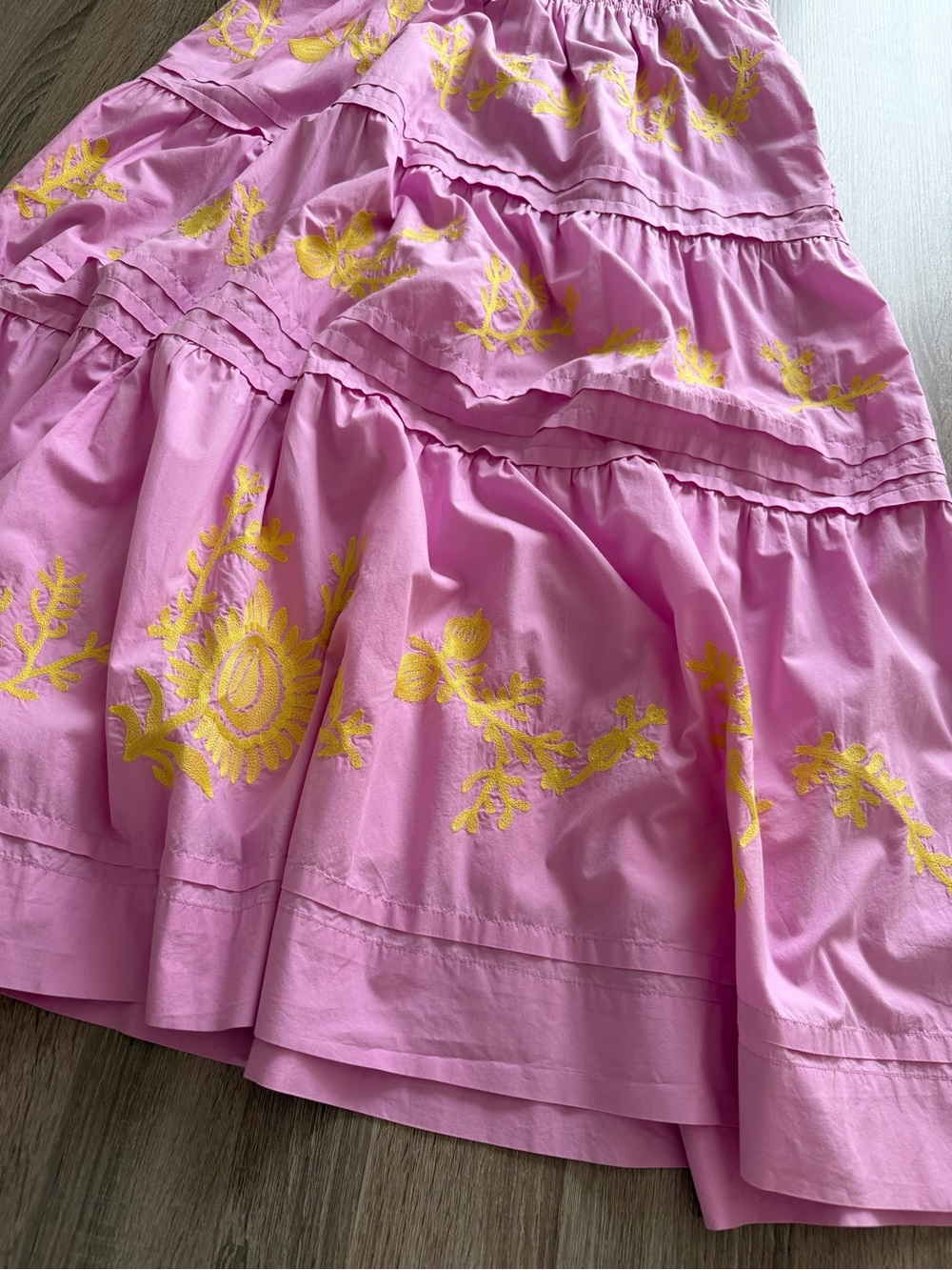 Anthropologie Somerset Maxi Dress in Pink & Yellow Embroidered Edition Sz Medium - Picture 12 of 15